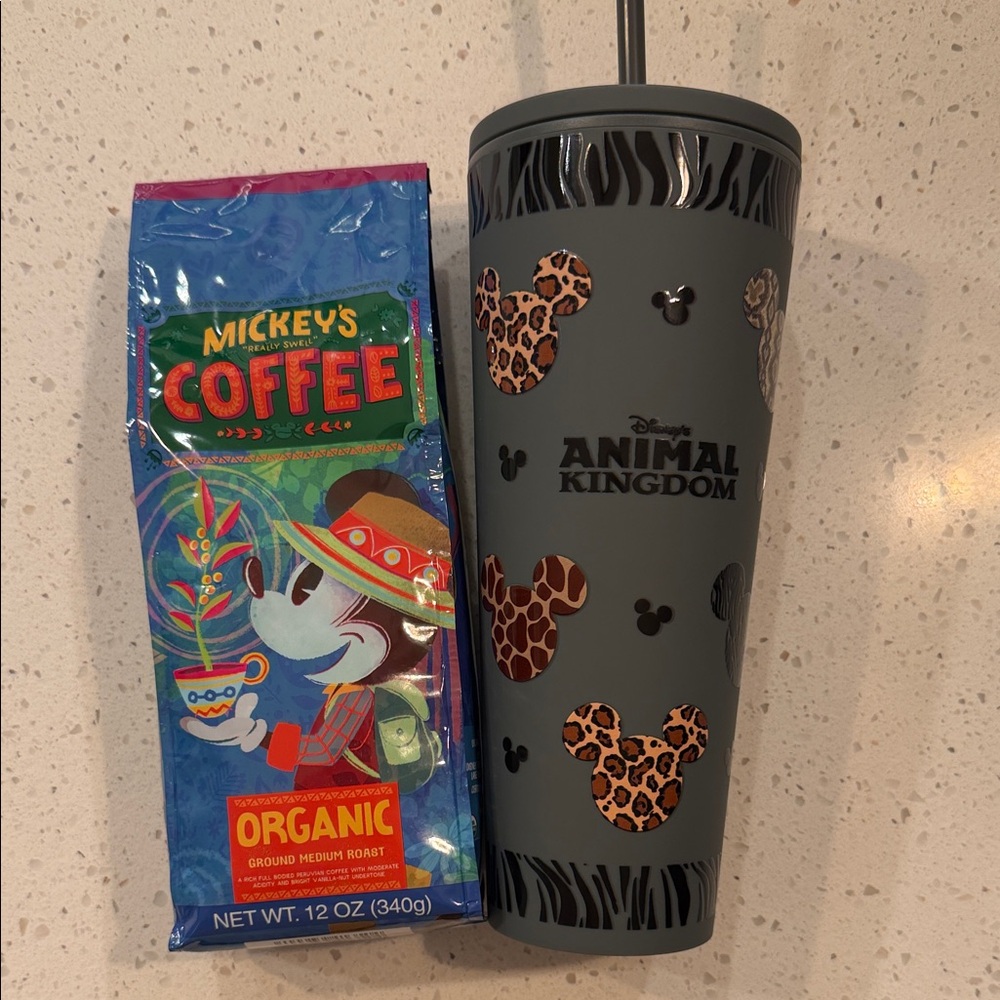 Disney Gray Tumbler with Leopard Mickey Design